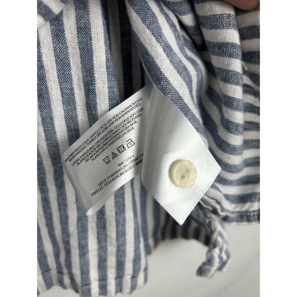 Orvis Women's Button-Up Short Sleeves Linen Blend Shirt, Blue Strip XXL - Picture 9 of 12